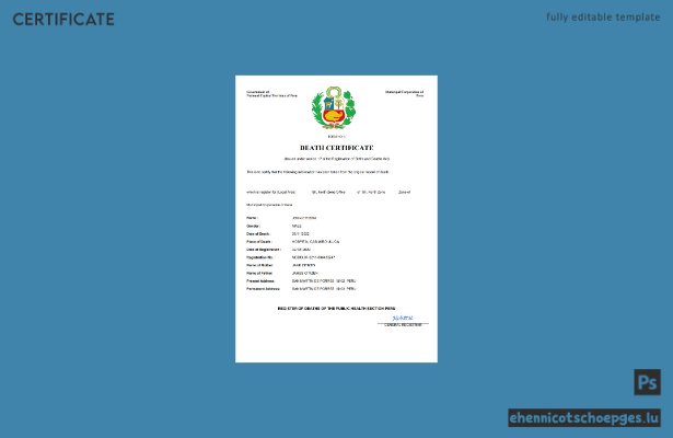 Peruanisches Personenstandsregister: Sterbeurkunde (Word- und PDF-Beispiel)